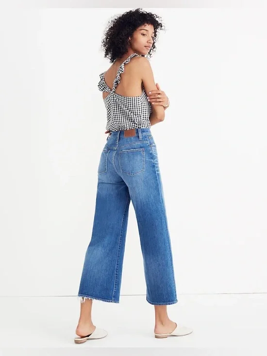 Madewell Wide-Leg Crop High Rise Comfort Stretch Jeans Denim | Size: 31 - Picture 2 of 16